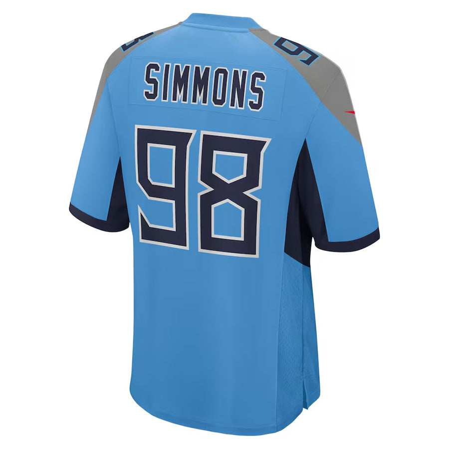 Custom #98 Light Blue TEN Football Shirt Top