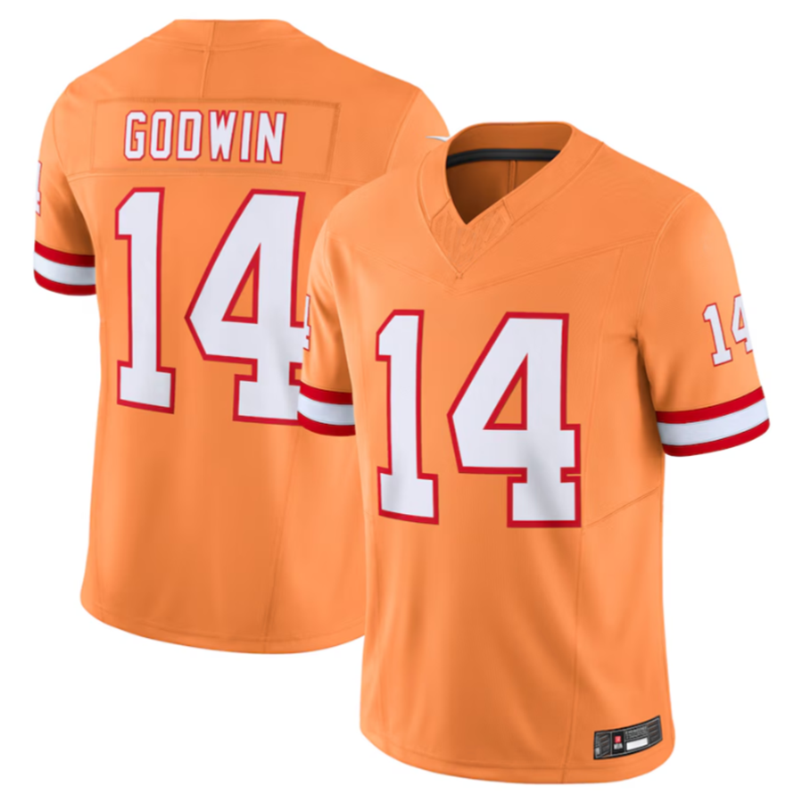 Custom #14 Orange TB Football Shirt Top