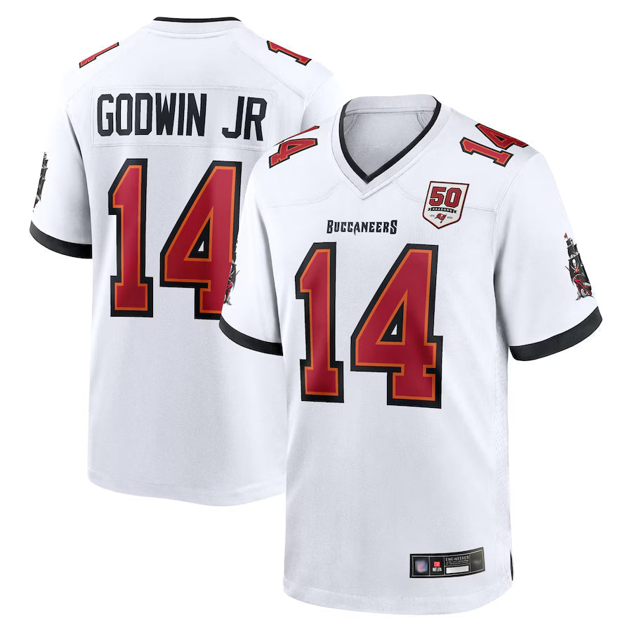 Custom #14 White TB Football Shirt Top