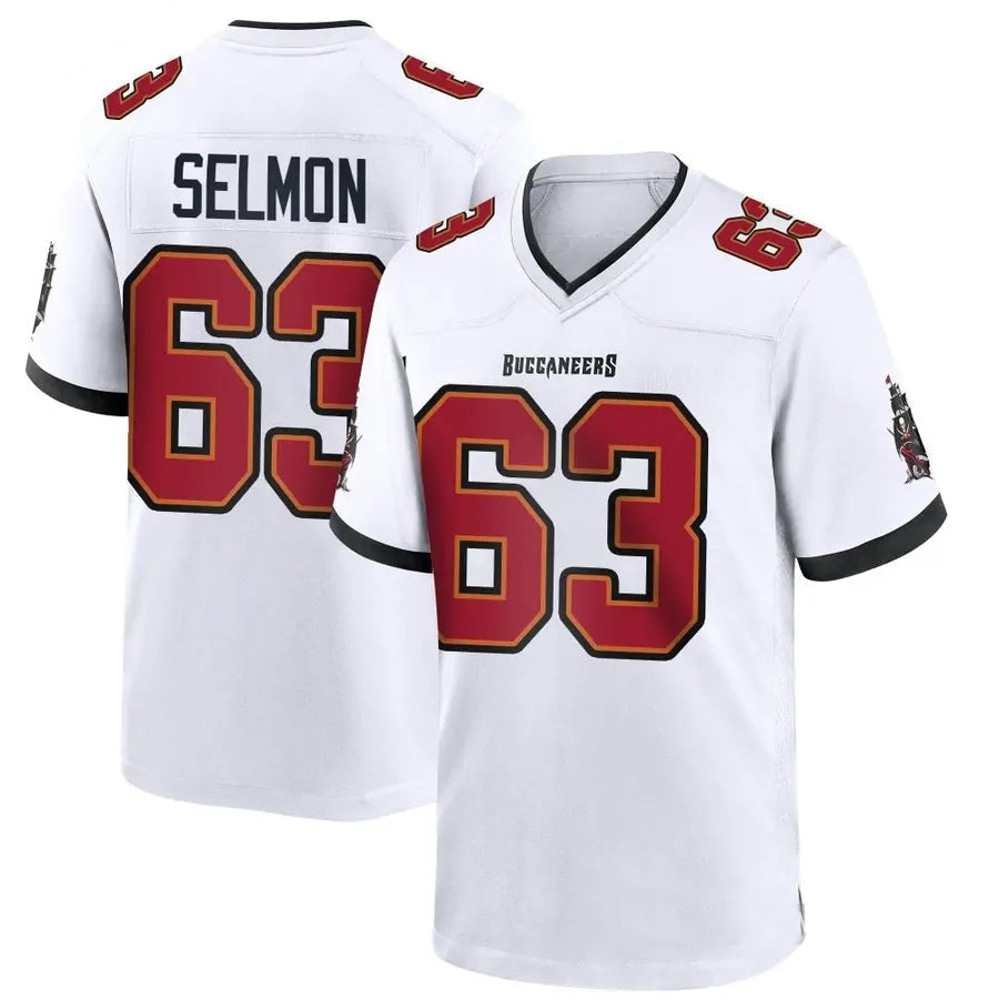 Custom #63 White TB Football Shirt Top