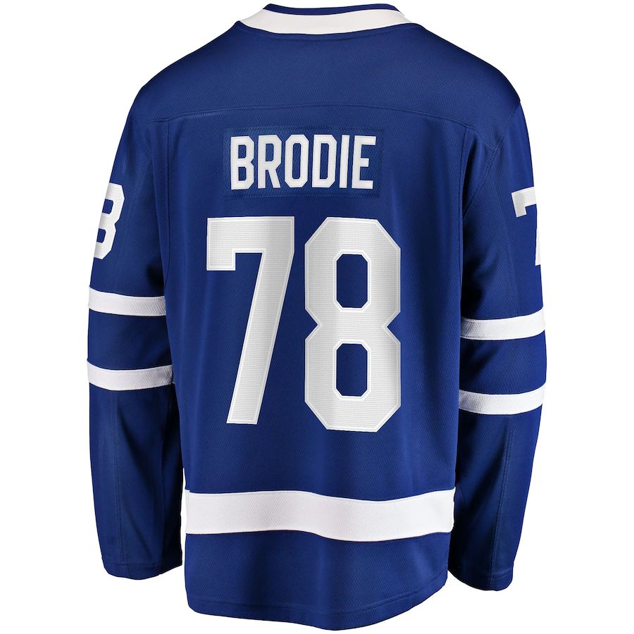 T.Maple Leafs #78 TJ Brodie Supporters Branded Home Breakaway Player Jersey Blue Stitched American Hockey Jerseys