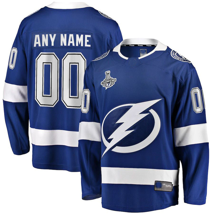 Custom TB.Lightning Supporters Branded 2021 Stanley Cup Champions Home Breakaway Jersey Blue Stitched American Hockey Jerseys