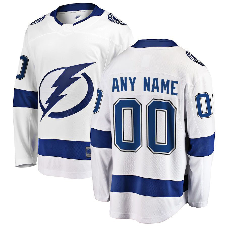 Custom TB.Lightning Supporters Branded Away Breakaway Jersey White Stitched American Hockey Jerseys