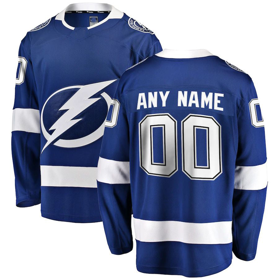 Custom TB.Lightning Supporters Branded Home Breakaway Jersey Blue Stitched American Hockey Jerseys