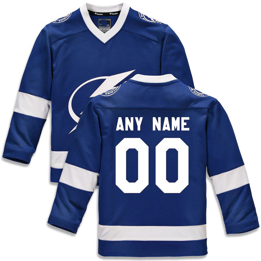 Custom TB.Lightning Supporters Branded Home Replica Jersey Blue Stitched American Hockey Jerseys