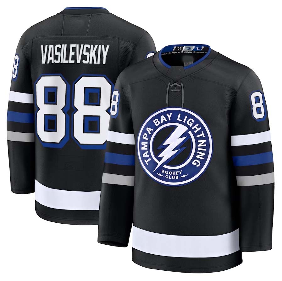 TB.Lightning #88 Andrei Vasilevskiy Supporters Alternate Premium Jersey - Black Stitched American Hockey Jerseys