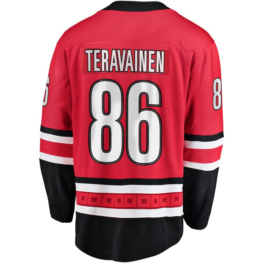 C.Hurricanes #86 Teuvo Teravainen Supporters Branded Breakaway Player Jersey Red Stitched American Hockey Jerseys