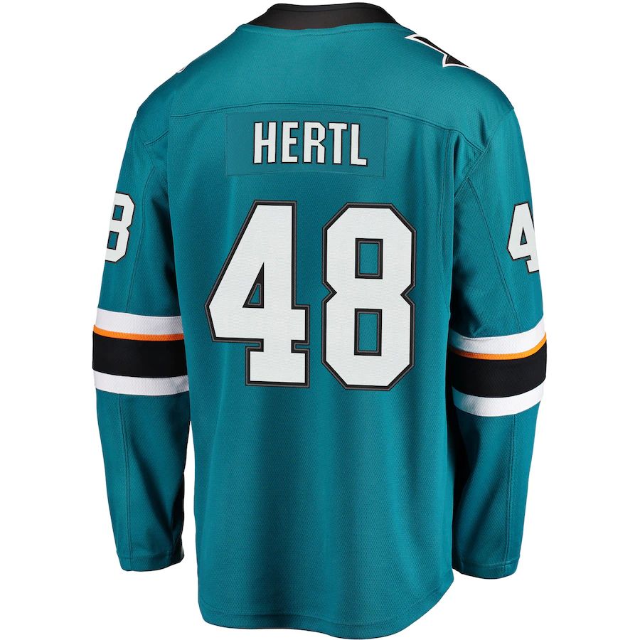 SJ.Sharks #48 Tomas Hertl Supporters Branded Home Premier Breakaway Player Jersey Teal Stitched American Hockey Jerseys