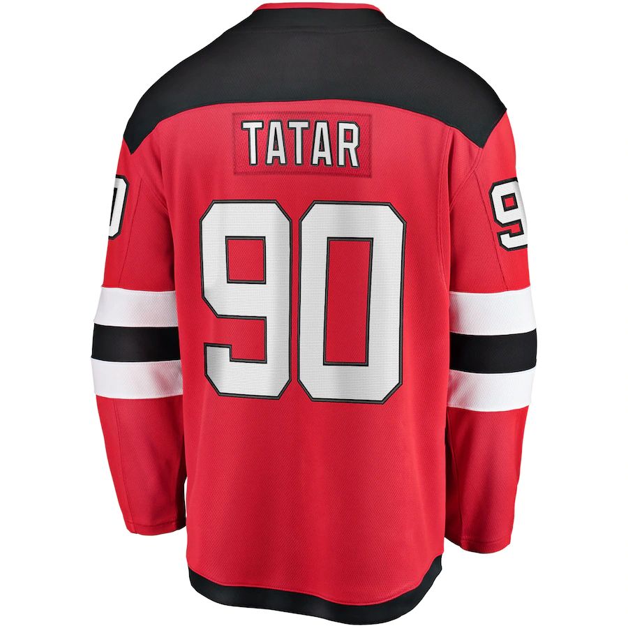 NJ.Devils #90 Tomas Tatar Supporters Branded Home Breakaway Player Jersey Red Stitched American Hockey Jerseys