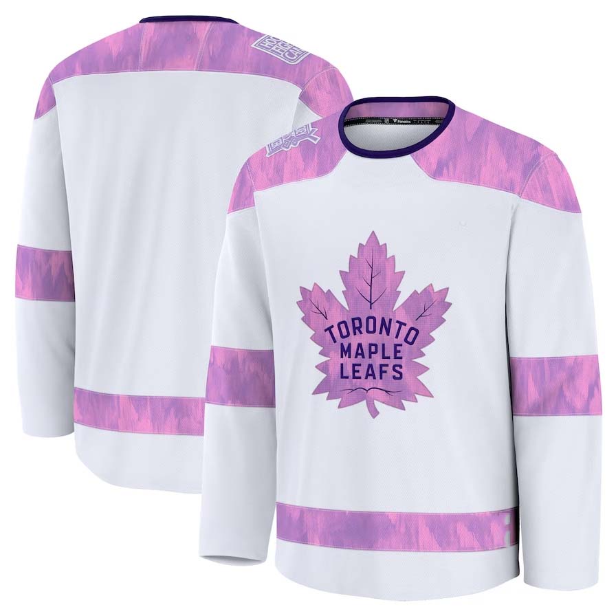T.Maple Leafs Supporters 2024 Hockey Fights Cancer Practice Jersey - White Stitched American Hockey Jerseys