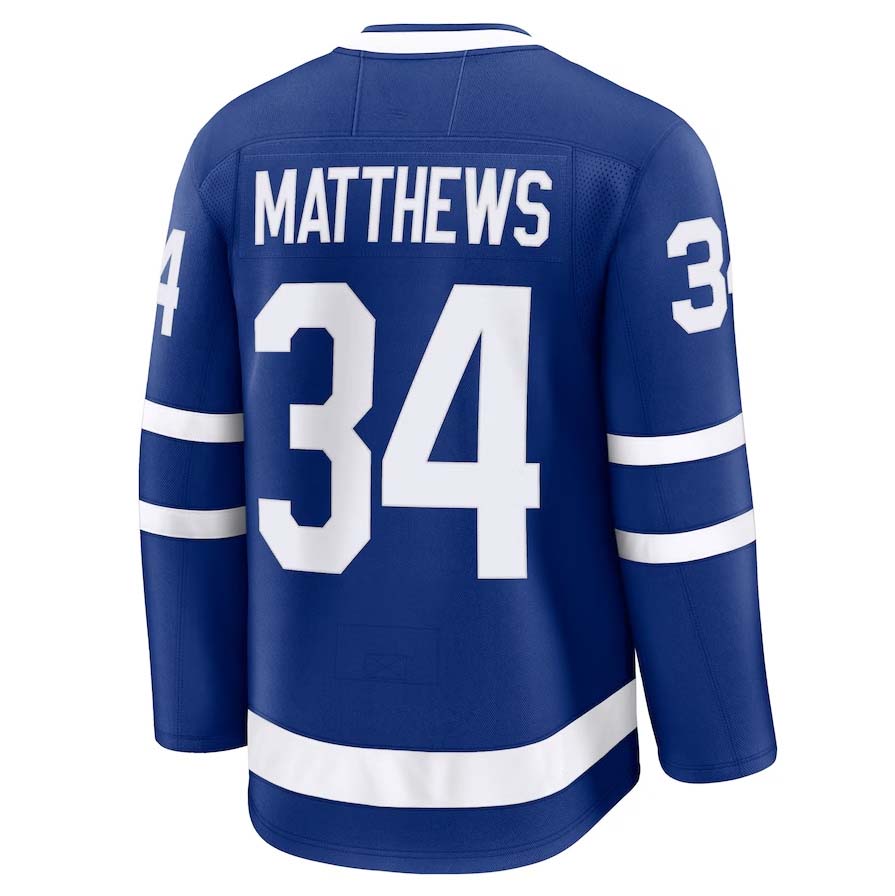 T.Maple Leafs #34 Auston Matthews Supporters Captain Patch Home Premium Jersey - Blue Stitched American Hockey Jerseys