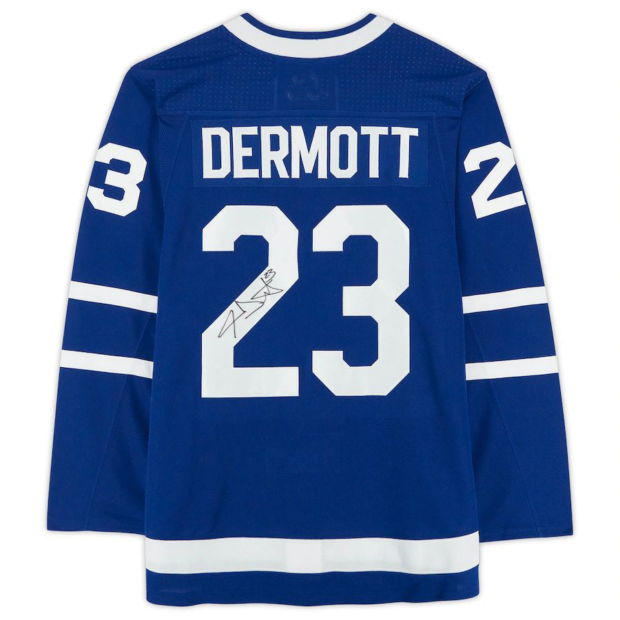 T.Maple Leafs #23 Travis Dermott Supporters Authentic Autographed Blue Stitched American Hockey Jerseys