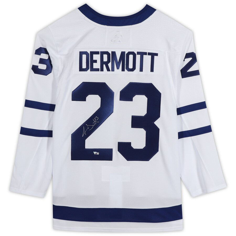 T.Maple Leafs #23 Travis Dermott Supporters Authentic Autographed White  Stitched American Hockey Jerseys