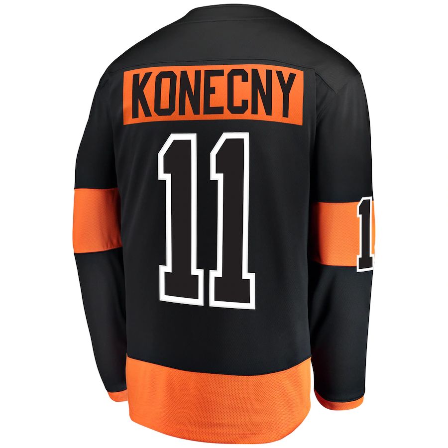 P.Flyers #11 Travis Konecny Supporters Branded Alternate Breakaway Player Jersey Black Stitched American Hockey Jerseys