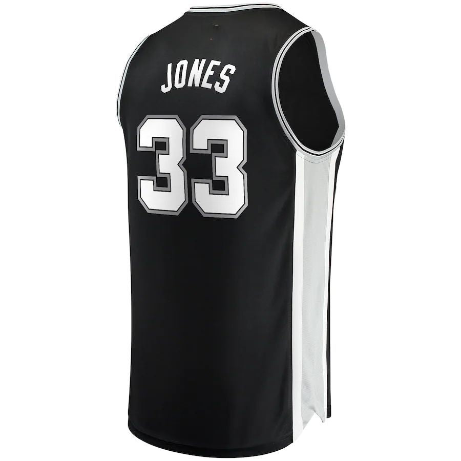 S.Antonio Spurs #33 Tre Jones Supporters Branded Fast Break Replica Jersey  Icon Edition Black Stitched American Basketball Jersey