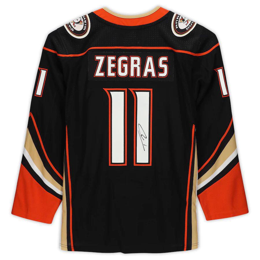 A.Ducks #11 Trevor Zegras Supporters Authentic Autographed  Authentic Jersey  Black Stitched American Hockey Jerseys