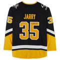 P.Penguins #35 Tristan Jarry Supporters Authentic Autographed Alternate Breakaway Jersey Black Stitched American Hockey Jerseys