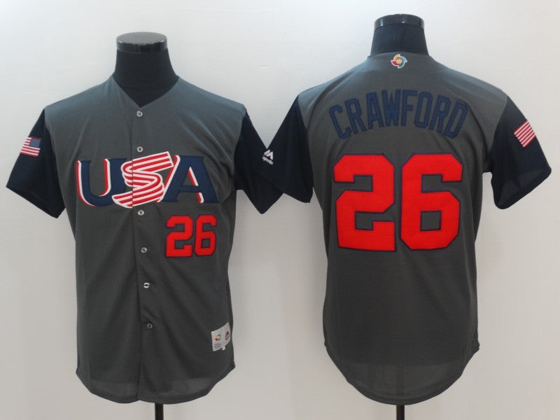 Custom 2017 #0 USA Retro Stitched Baseball Jersey - Classic Edition