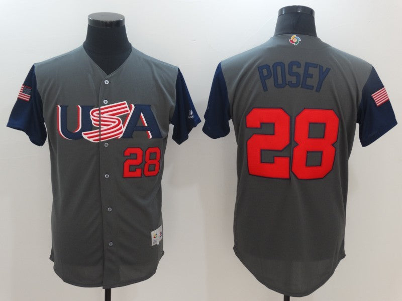Custom 2017 #0 USA Retro Stitched Baseball Jersey - Classic Edition