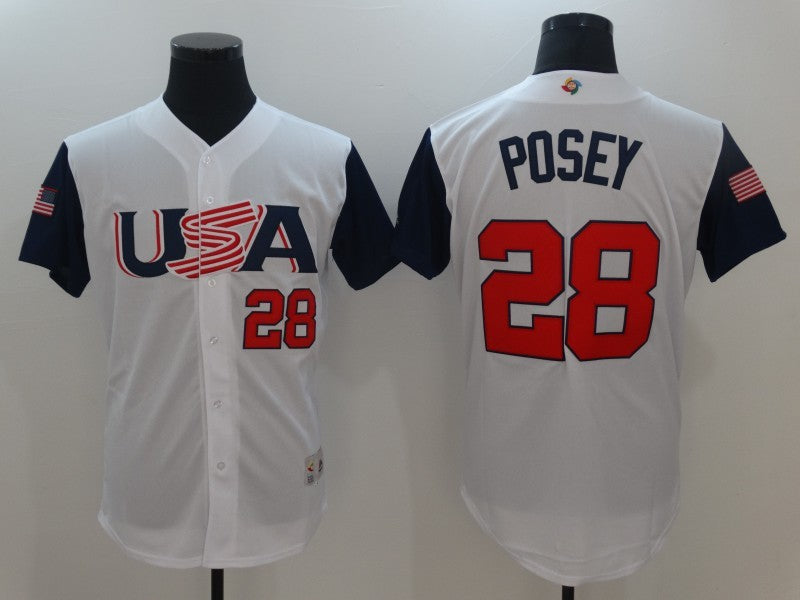 Custom 2017 #0 USA Retro Stitched Baseball Jersey - Classic Edition