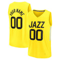 Custom U.Jazz Supporters Branded 2022-23 Fast Break Replica Custom Jersey Icon Edition Yellow Stitched Basketball Jersey