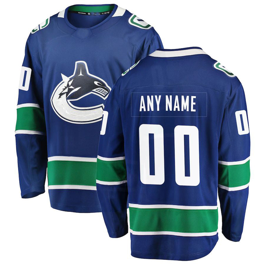 Custom V.Canucks  Supporters Branded Home Team Breakaway Jersey  Royal Stitched American Hockey Jerseys