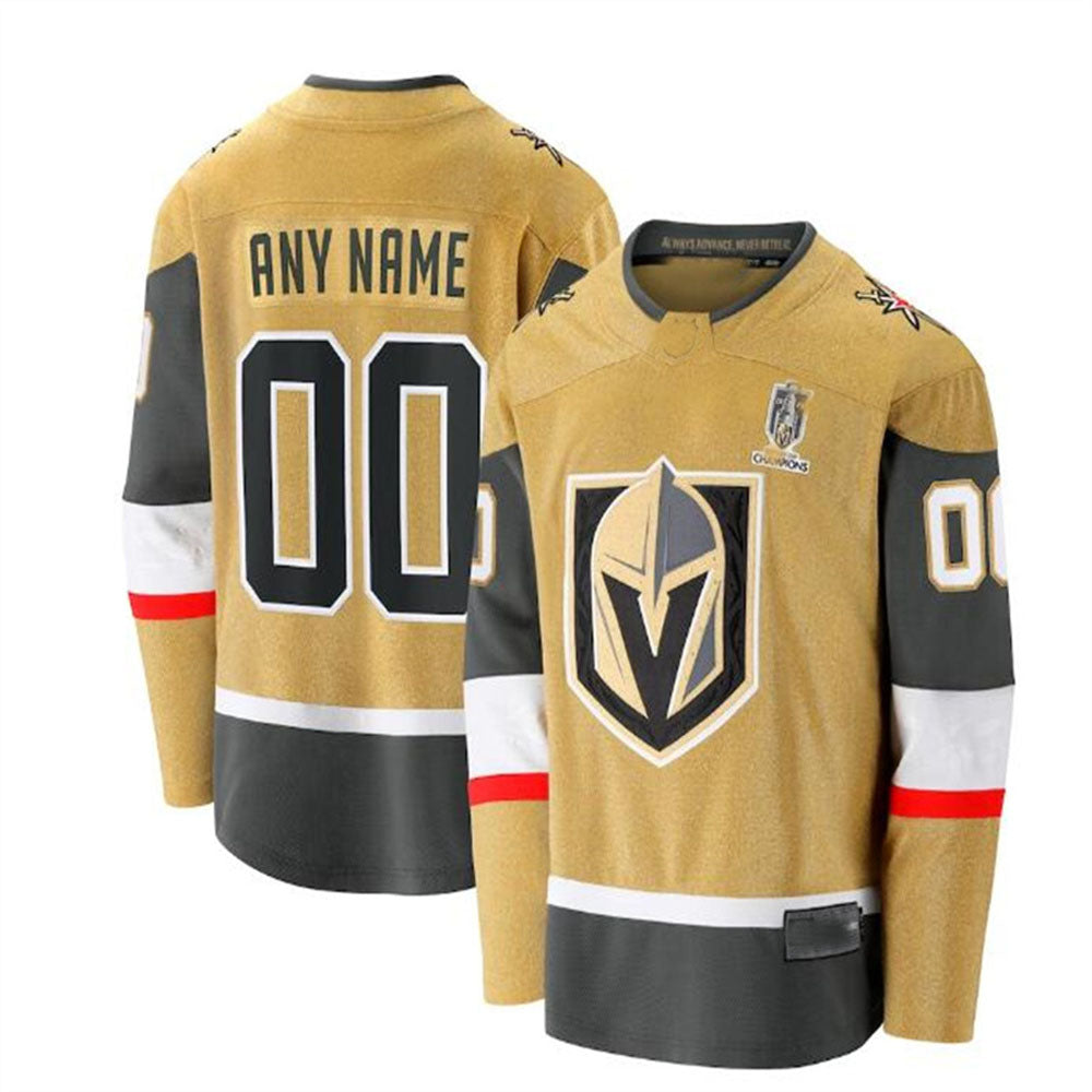 Custom V.Golden Knights Supporters Branded 2023 Stanley Cup Champions Home Breakaway Custom Jersey - Gold Stitched American Hockey Jerseys