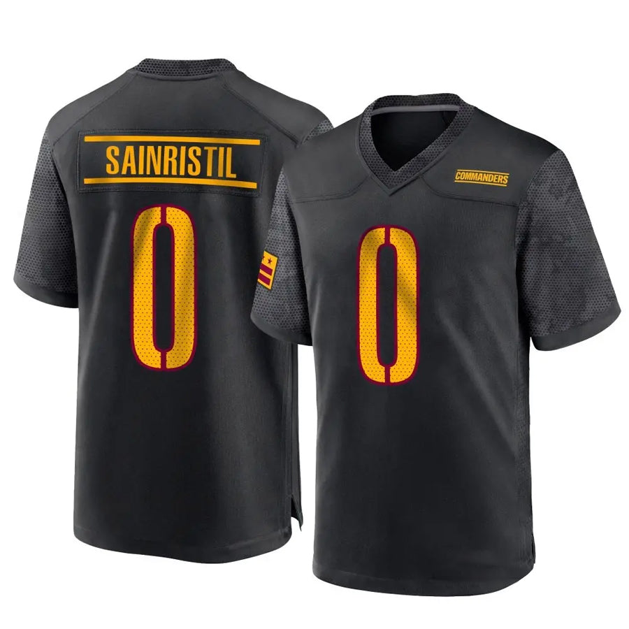 W.Commanders #0 Mike Sainristil Player Black Game Football Jerseys