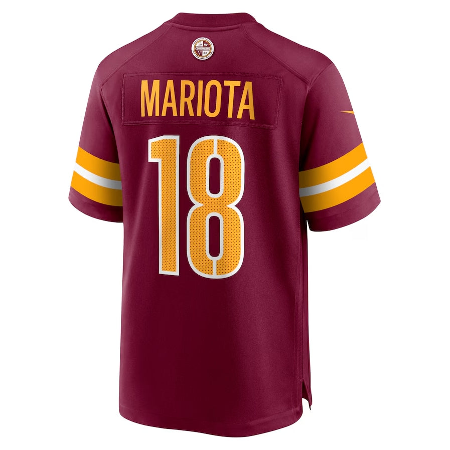 W.Commanders #18 Marcus Mariota Player Burgundy Home Game Football Jerseys