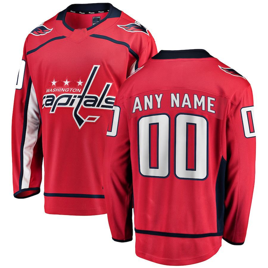 Custom W.Capitals Supporters Branded Home Breakaway Red Stitched American Hockey Jerseys