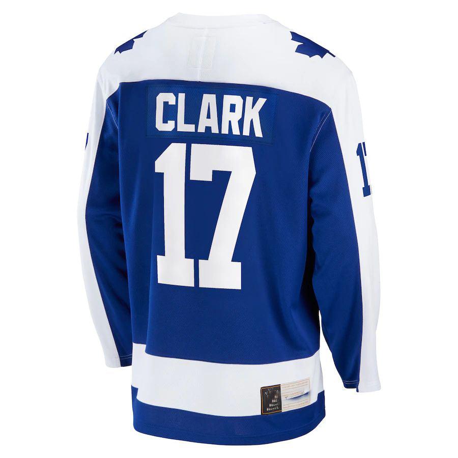 T.Maple Leafs #17 Wendel Clark Supporters Branded Breakaway Retired Player Jersey Blue Stitched American Hockey Jerseys