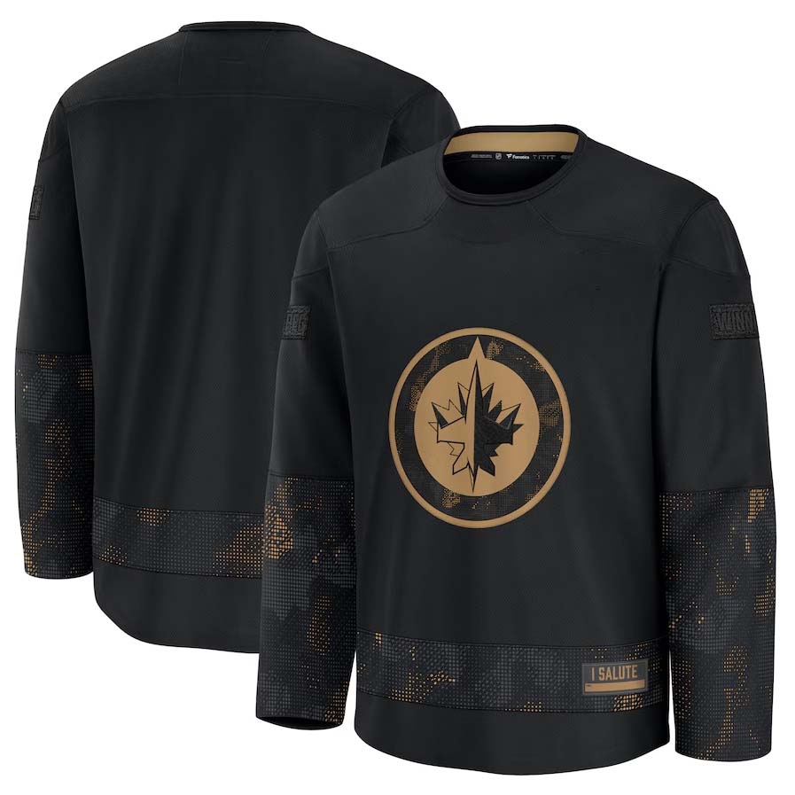 W.Jets Supporters 2024 Military Appreciation Practice Jersey - Black Stitched American Hockey Jerseys
