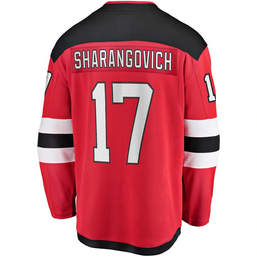 NJ.Devils #17 Yegor Sharangovich Supporters Branded 2017-18 Home Breakaway Replica Jersey  Red Stitched American Hockey Jerseys