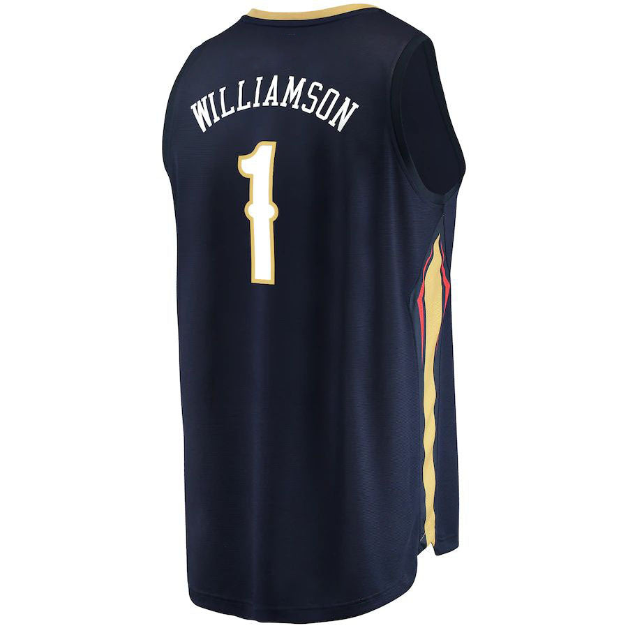 NO.Pelicans #1 Zion Williamson Supporters Branded  Replica Fast Break Jersey Icon Edition Navy Stitched American Basketball Jersey