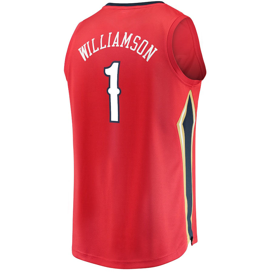 NO.Pelicans #1 Zion Williamson Supporters Branded  Replica Fast Break Jersey Red Statement Edition Stitched American Basketball Jersey